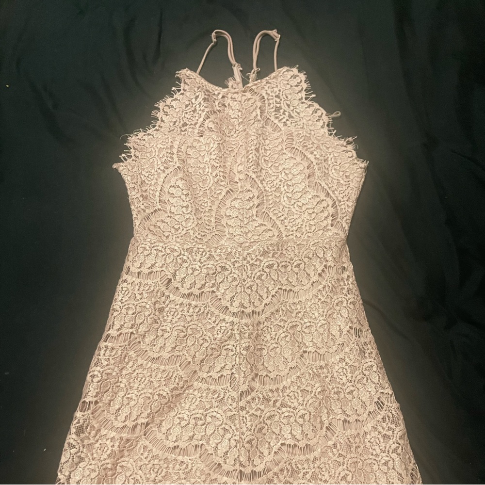 Pink lace halter dress